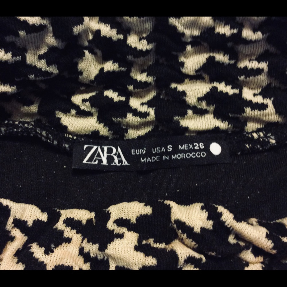 ZARA B&W Houndstooth “popcorn” Statement Top S/M - Picture 3 of 4